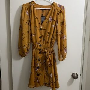 Dynamite floral dress - mustard yellow